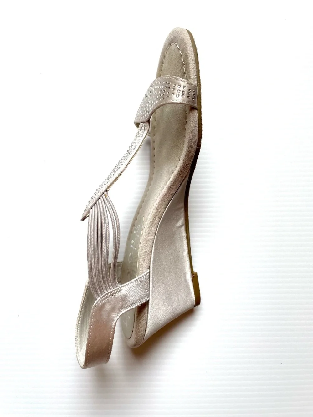 New York Transit Rhinestone-embellished T-strap Wedge Sandals, Size 7